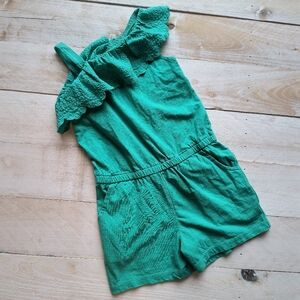 Girls Toddler Cat & Jack Sleeveless Romper Shorts Ruffle Teal Size 3T